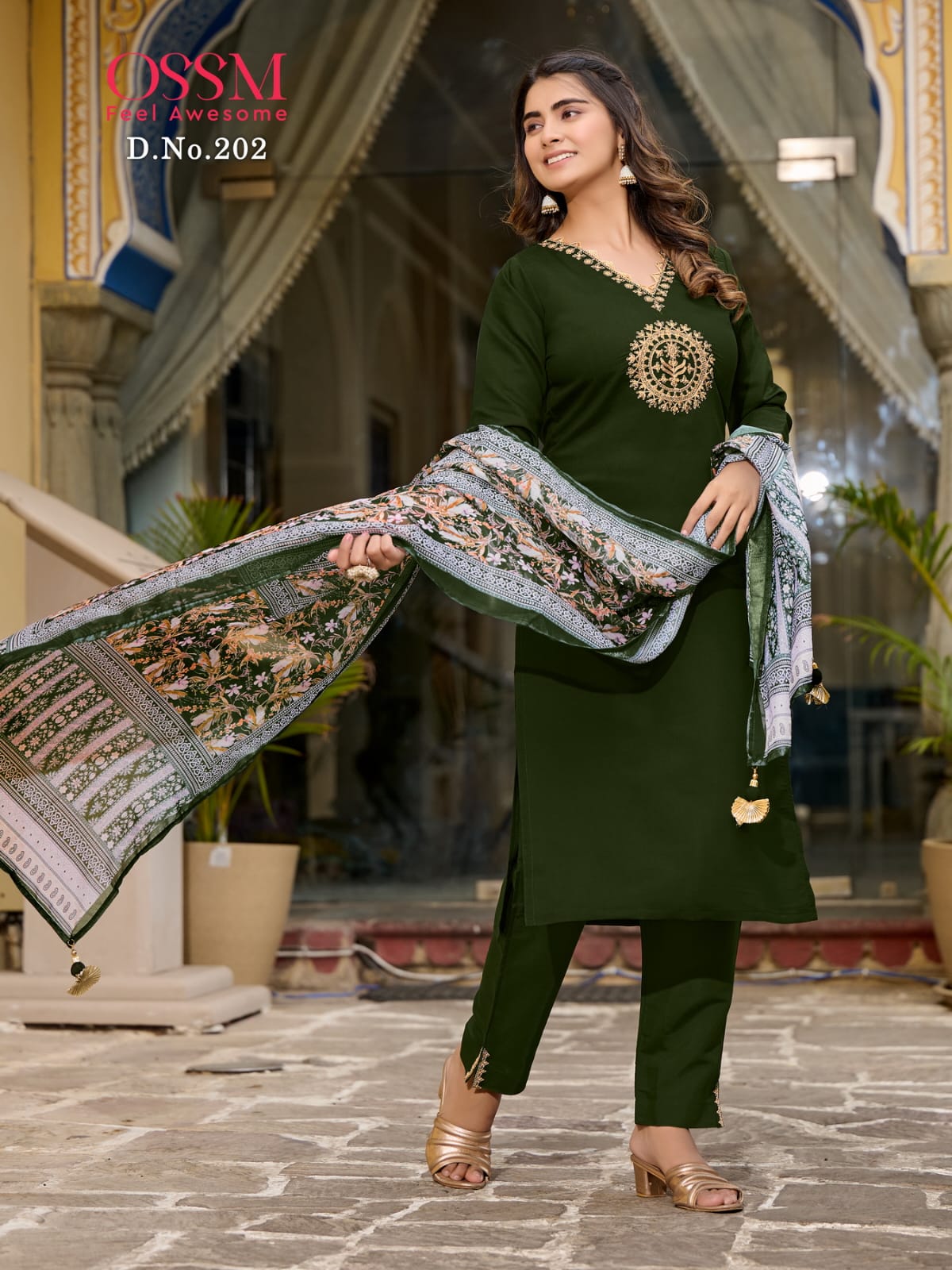 Noorie Vol 02 By Ossm Roman Silk Embroidery Kurti With Bottom Dupatta Wholesale Shop In Surat